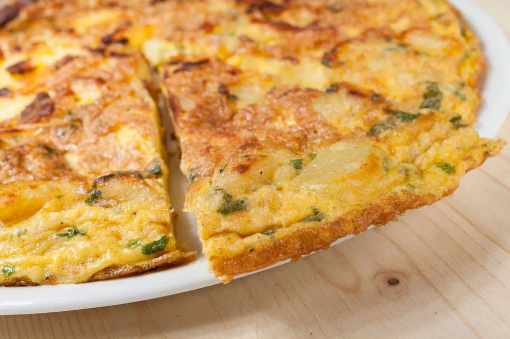 Frittata di gamberetti e patate